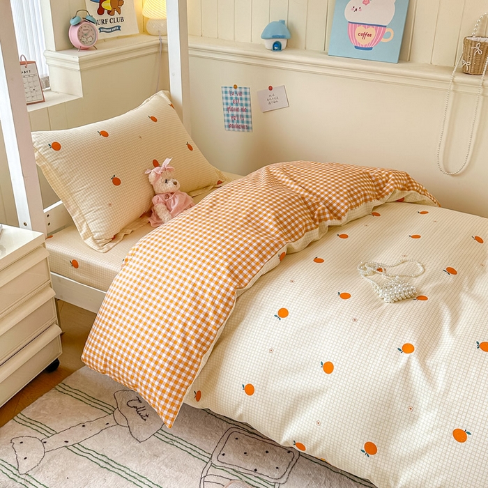 91家纺网 家纺一手货源 找家纺 2025新款学生宿舍全棉三件套 甜桔