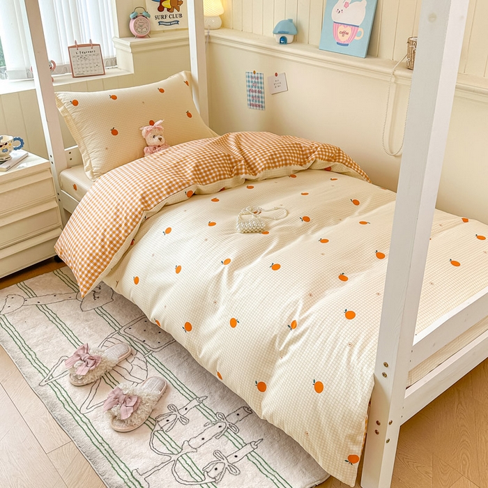 91家纺网 家纺一手货源 找家纺 2025新款学生宿舍全棉三件套 甜桔