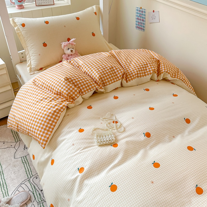 91家纺网 家纺一手货源 找家纺 2025新款学生宿舍全棉三件套 甜桔