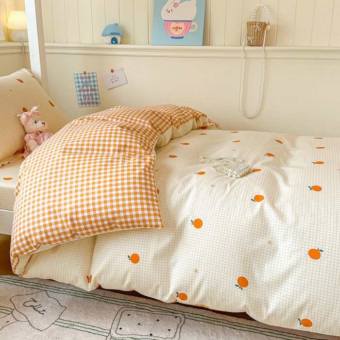 91家纺网 家纺一手货源 找家纺 2025新款学生宿舍全棉三件套 甜桔