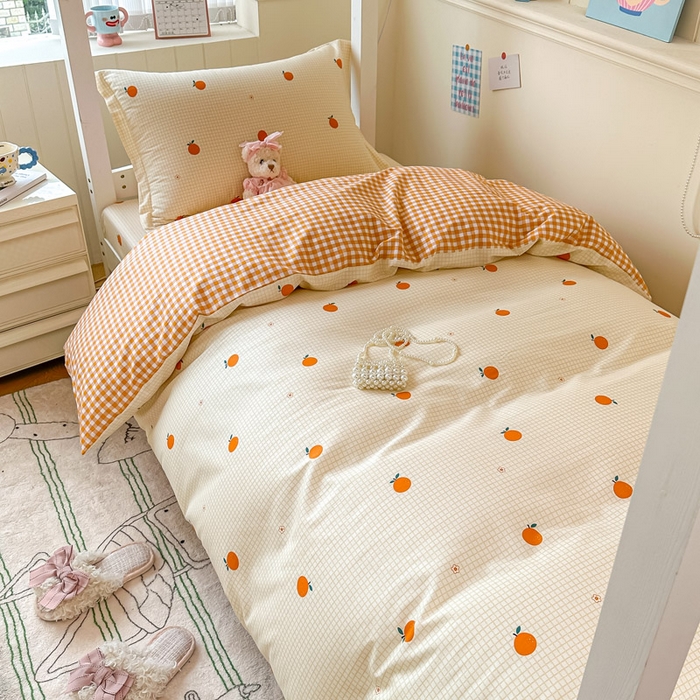 91家纺网 家纺一手货源 找家纺 2025新款学生宿舍全棉三件套 甜桔