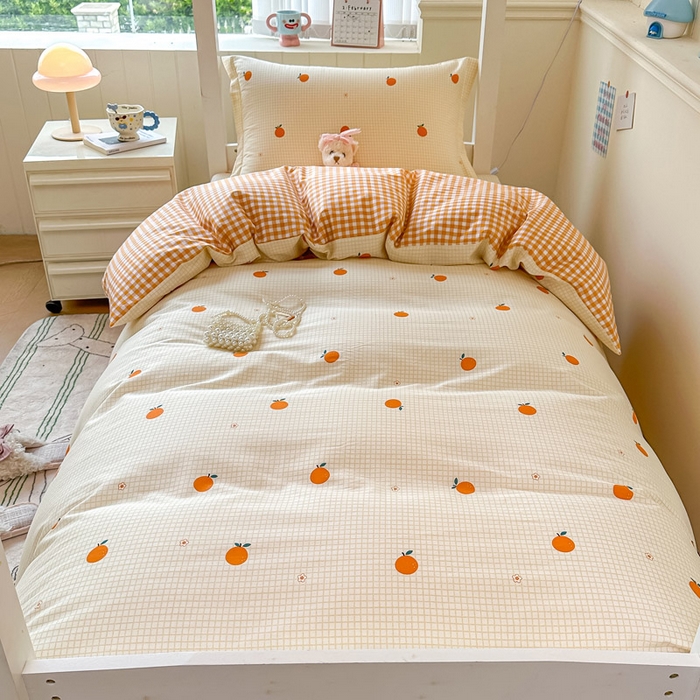 91家纺网 家纺一手货源 找家纺 2025新款学生宿舍全棉三件套 甜桔