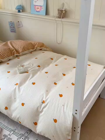 91家纺网 家纺一手货源 找家纺 2025新款学生宿舍全棉三件套 甜桔