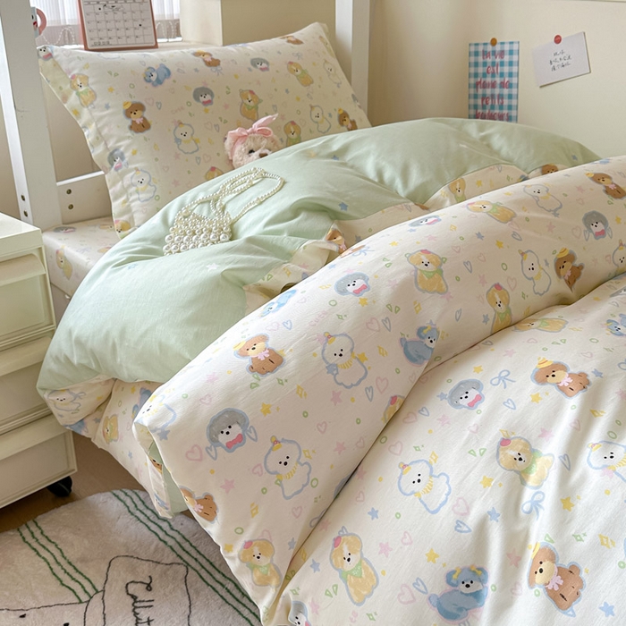 91家纺网 家纺一手货源 找家纺 2025新款学生宿舍全棉三件套 童趣绘彩