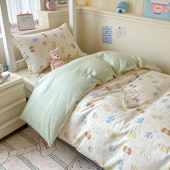 91家纺网 家纺一手货源 找家纺 2025新款学生宿舍全棉三件套 童趣绘彩