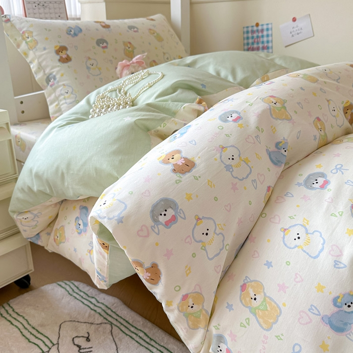 91家纺网 家纺一手货源 找家纺 2025新款学生宿舍全棉三件套 童趣绘彩