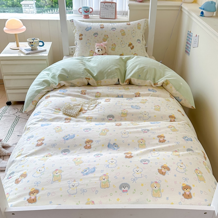 91家纺网 家纺一手货源 找家纺 2025新款学生宿舍全棉三件套 童趣绘彩