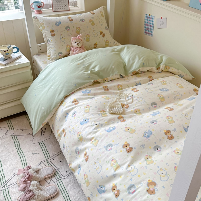 91家纺网 家纺一手货源 找家纺 2025新款学生宿舍全棉三件套 童趣绘彩