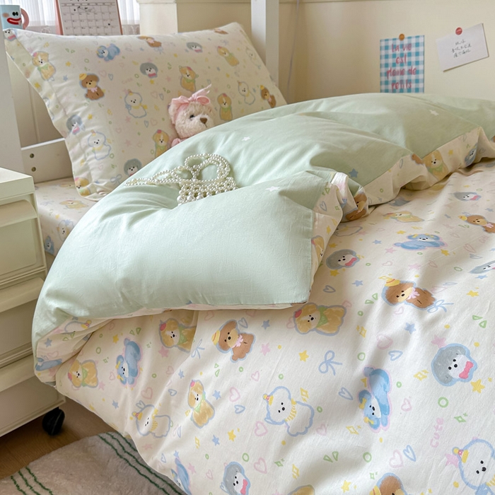 91家纺网 家纺一手货源 找家纺 2025新款学生宿舍全棉三件套 童趣绘彩