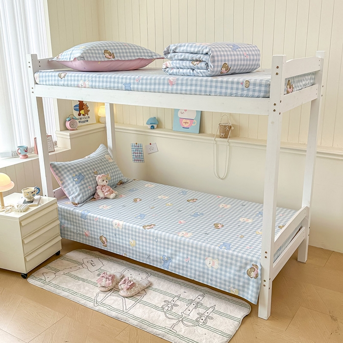 91家纺网 家纺一手货源 找家纺 2025新款学生宿舍全棉三件套 星星发夹狗