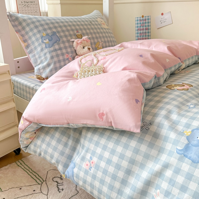 91家纺网 家纺一手货源 找家纺 2025新款学生宿舍全棉三件套 星星发夹狗