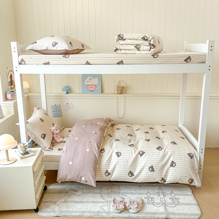 91家纺网 家纺一手货源 找家纺 2025新款学生宿舍全棉三件套 熊嘟嘟