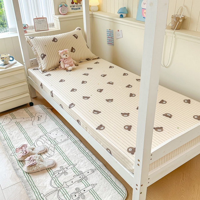 91家纺网 家纺一手货源 找家纺 2025新款学生宿舍全棉三件套 熊嘟嘟