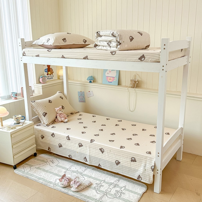 91家纺网 家纺一手货源 找家纺 2025新款学生宿舍全棉三件套 熊嘟嘟