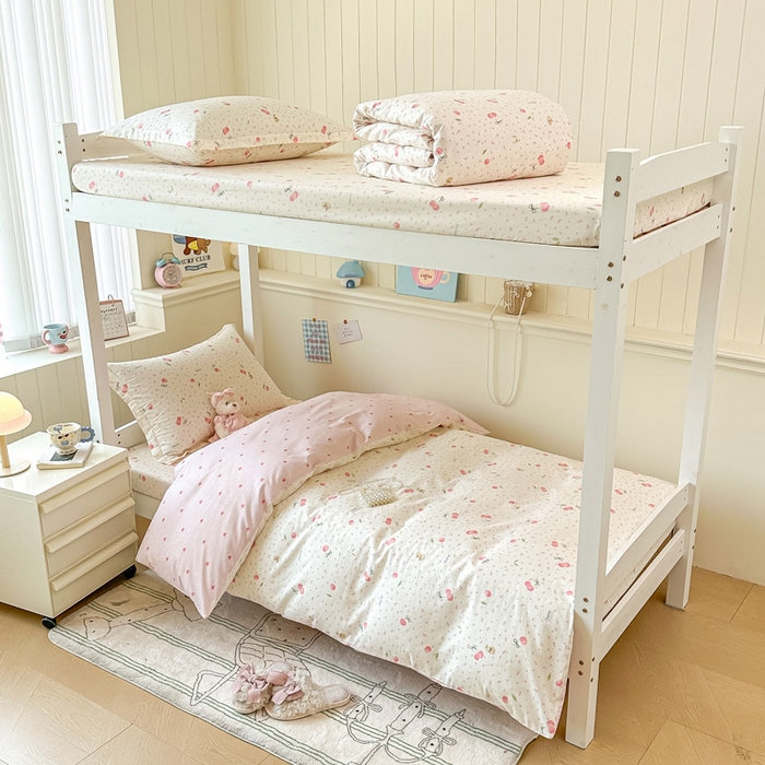 91家纺网 家纺一手货源 找家纺 2025新款学生宿舍全棉三件套 樱桃甜宠