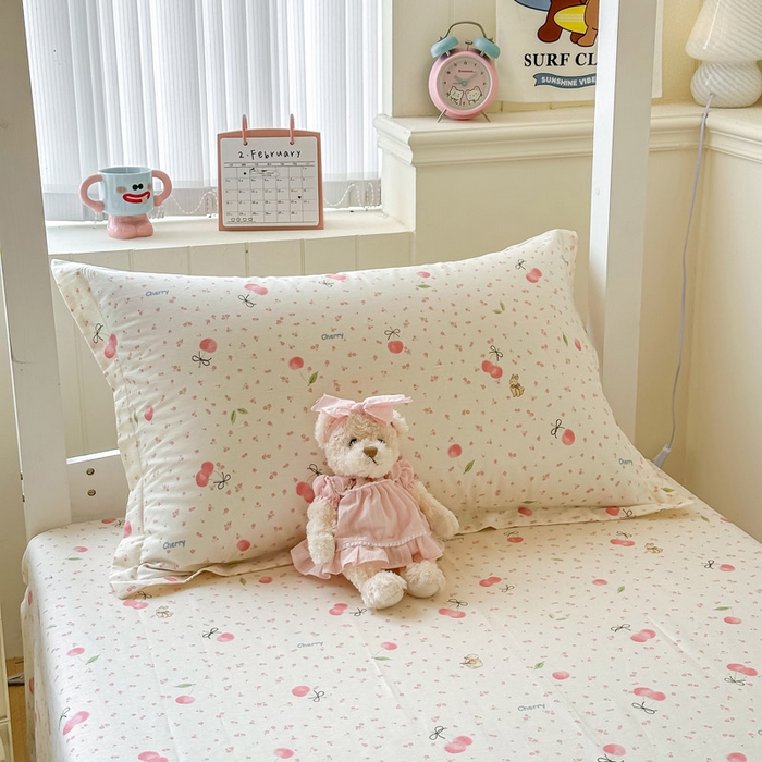 91家纺网 家纺一手货源 找家纺 2025新款学生宿舍全棉三件套 樱桃甜宠