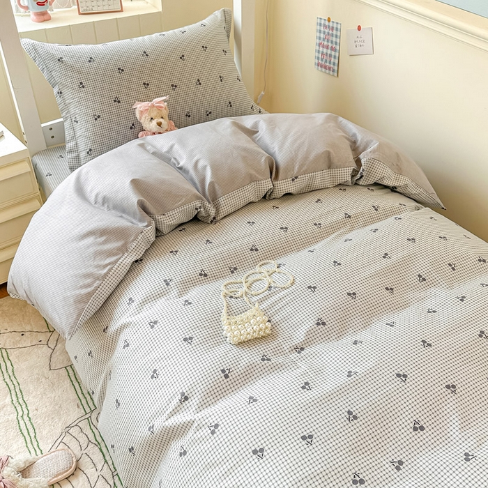 91家纺网 家纺一手货源 找家纺 2025新款学生宿舍全棉三件套 樱姿-灰