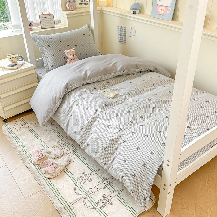 91家纺网 家纺一手货源 找家纺 2025新款学生宿舍全棉三件套 樱姿-灰