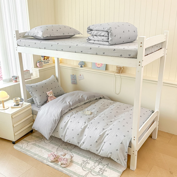 91家纺网 家纺一手货源 找家纺 2025新款学生宿舍全棉三件套 樱姿-灰