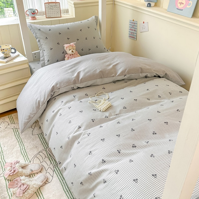 91家纺网 家纺一手货源 找家纺 2025新款学生宿舍全棉三件套 樱姿-灰