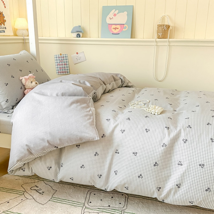 91家纺网 家纺一手货源 找家纺 2025新款学生宿舍全棉三件套 樱姿-灰