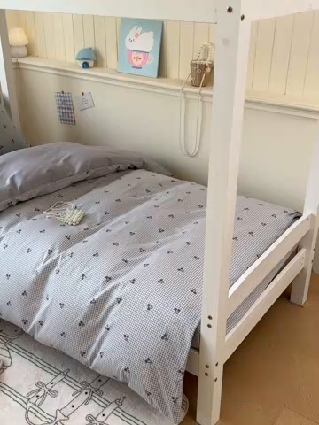 91家纺网 家纺一手货源 找家纺 2025新款学生宿舍全棉三件套 樱姿-灰