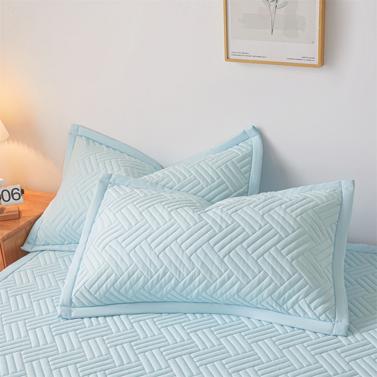 91家纺网 家纺一手货源 找家纺 雯豆家纺 2025新品四季款加厚床褥垫子床垫保护垫四季通用 摩登-淡水蓝