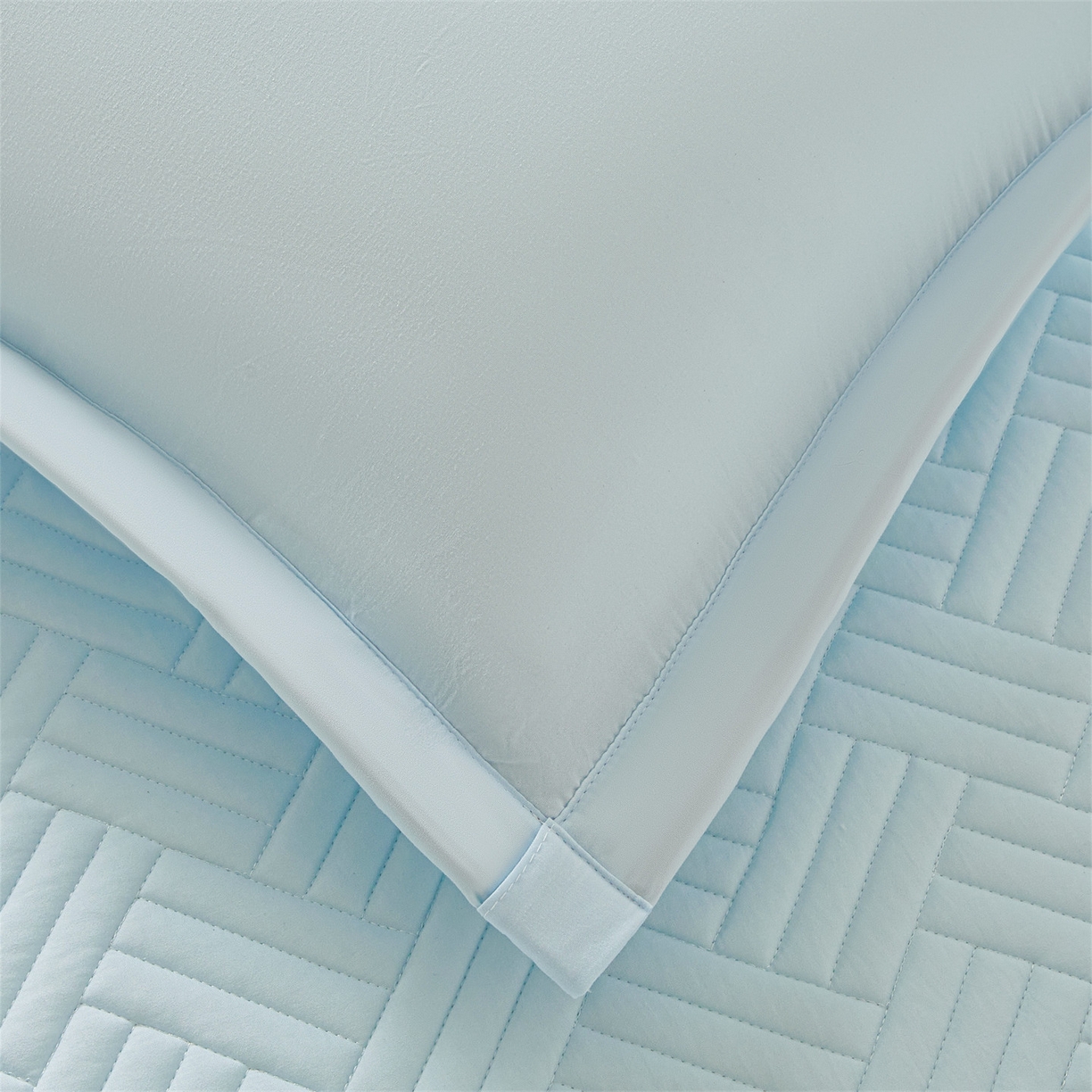 91家纺网 家纺一手货源 找家纺 雯豆家纺 2025新品四季款加厚床褥垫子床垫保护垫四季通用 摩登-淡水蓝