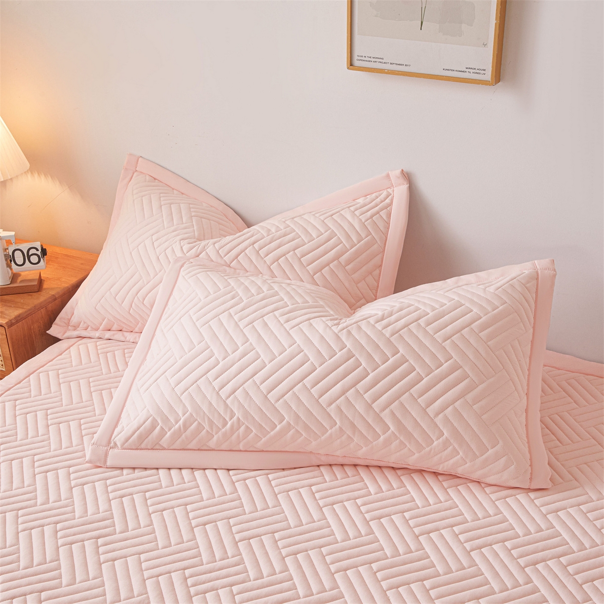 91家纺网 家纺一手货源 找家纺 雯豆家纺 2025新品四季款加厚床褥垫子床垫保护垫四季通用 摩登-密合粉