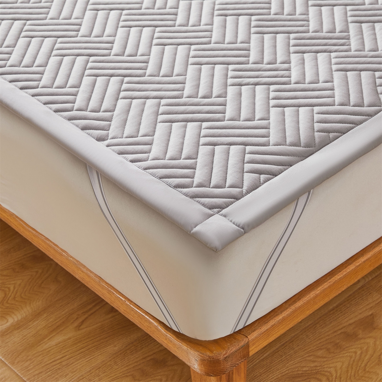 91家纺网 家纺一手货源 找家纺 雯豆家纺 2025新品四季款加厚床褥垫子床垫保护垫四季通用 摩登-暮云灰