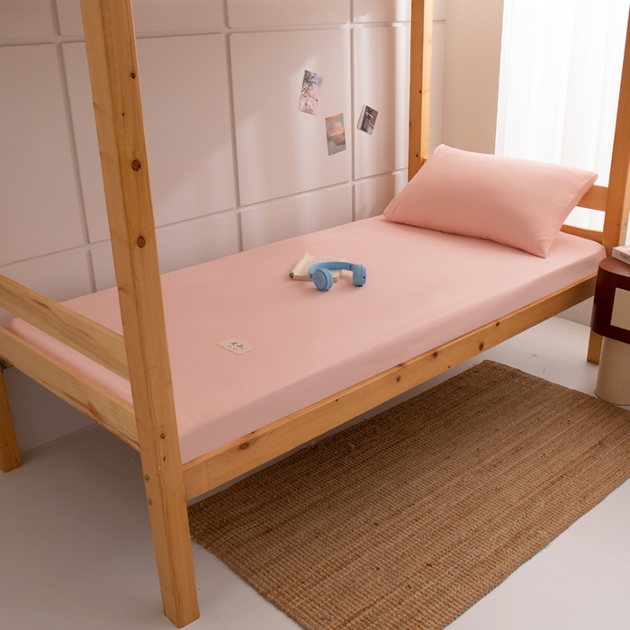 91家纺网 家纺一手货源 找家纺 暖季家纺2025新款无印风学生防水床笠 防水-珊瑚粉