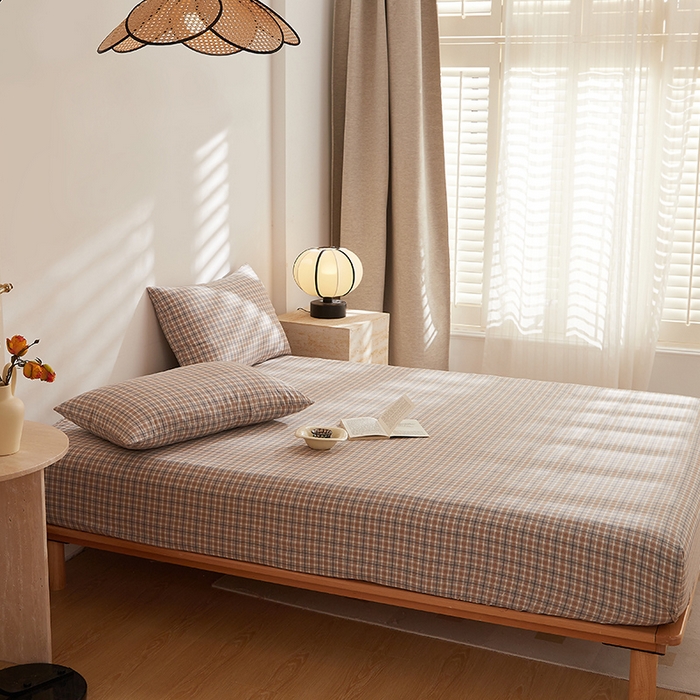 91家纺网 家纺一手货源 找家纺 DoDo 兜兜 2025新款全棉纯棉水洗棉大床床笠【可定做尺寸】 麦田-咖