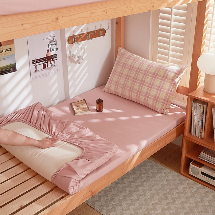 91家纺网 家纺一手货源 找家纺 DoDo 兜兜 2026新款全棉纯棉水洗棉学生床笠【可定做尺寸】 茶粉