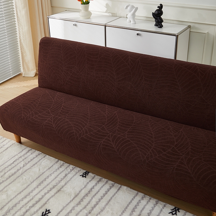 91家纺网 家纺一手货源 找家纺 逐日沙发套2025新款大树叶沙发床套 防水提花大树叶 -深咖