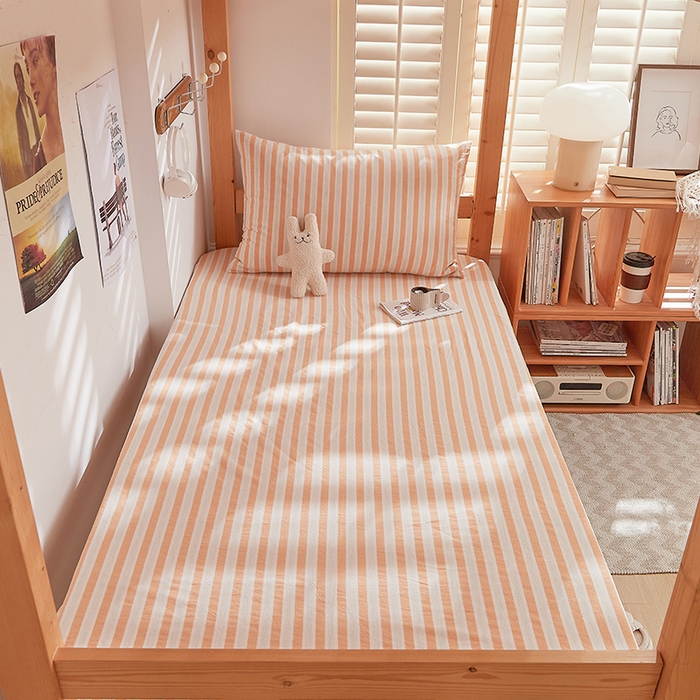 91家纺网 家纺一手货源 找家纺 DoDo 兜兜 2025新款全棉纯棉水洗棉学生床笠【可定做尺寸】 北辰-桔