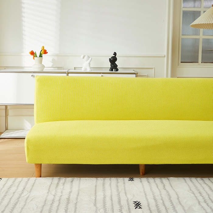91家纺网 家纺一手货源 找家纺 逐日沙发套2025新款玉米绒沙发床套 柠檬黄