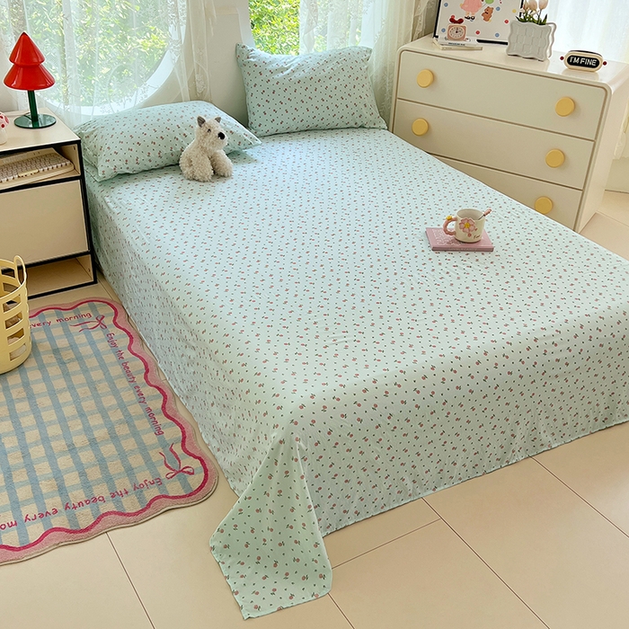 91家纺网 家纺一手货源 找家纺 彩韵家纺 2025新款印花木m双层纱床单系列 木m双层纱-芳香玫瑰