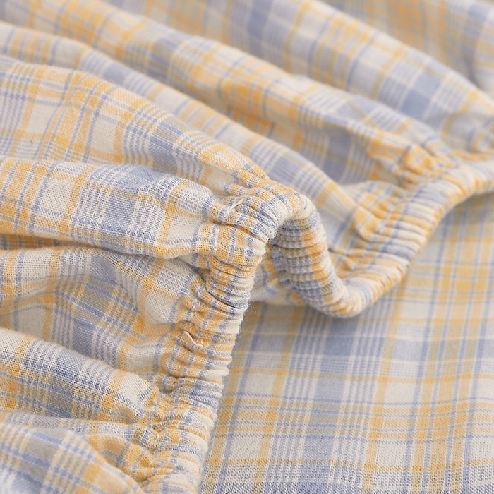 91家纺网 家纺一手货源 找家纺 DoDo 兜兜 2025新款全棉纯棉水洗棉学生床笠【可定做尺寸】 麦田-灰蓝