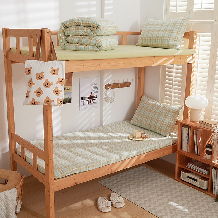 91家纺网 家纺一手货源 找家纺 DoDo 兜兜 2025新款全棉纯棉水洗棉学生床笠【可定做尺寸】 曼达-绿