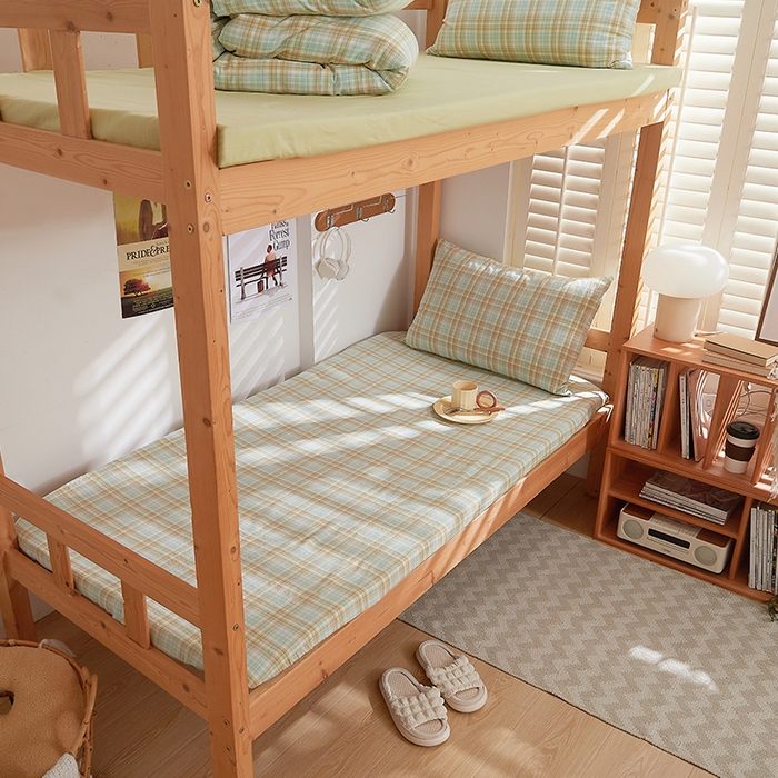 91家纺网 家纺一手货源 找家纺 DoDo 兜兜 2025新款全棉纯棉水洗棉学生床笠【可定做尺寸】 曼达-绿