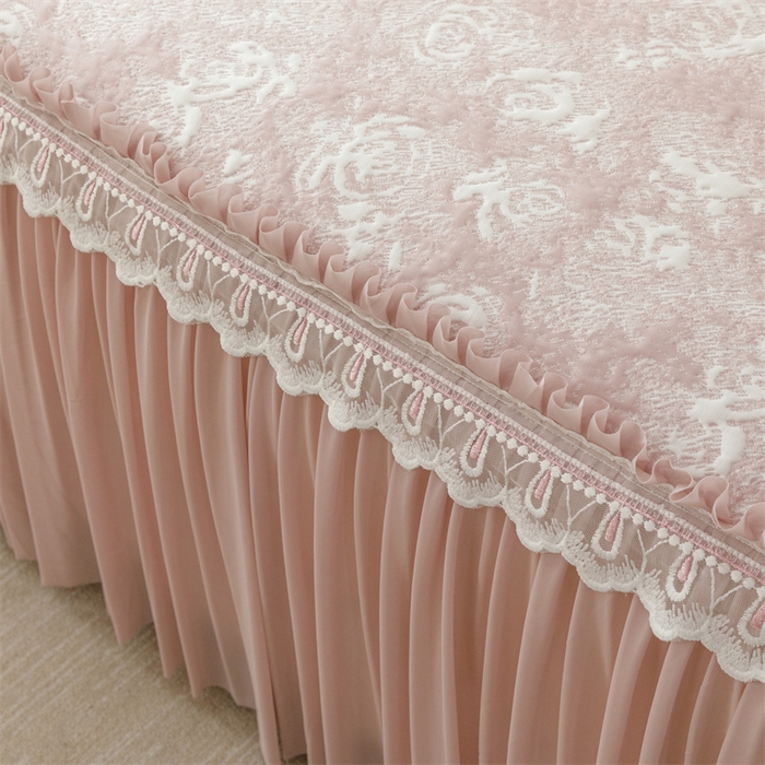 91家纺网 家纺一手货源 找家纺 好儿喜家纺 2025新款海洋丝凉感豆豆床裙凉席-缤纷玫瑰 缤纷玫瑰-粉