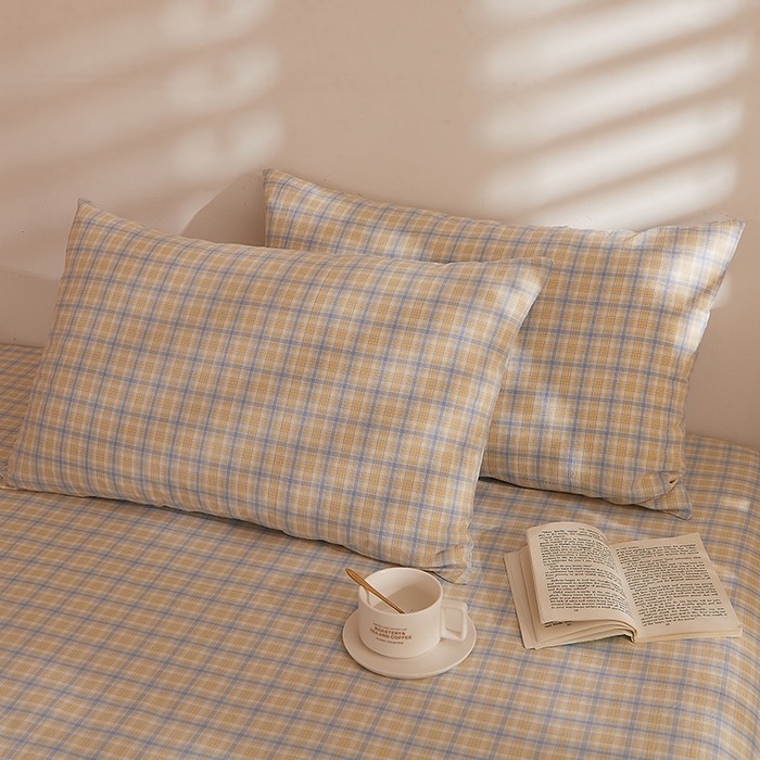 91家纺网 家纺一手货源 找家纺 DoDo 兜兜 2026新款全棉纯棉水洗棉系列单床单【可定做尺寸】 麦田-灰蓝