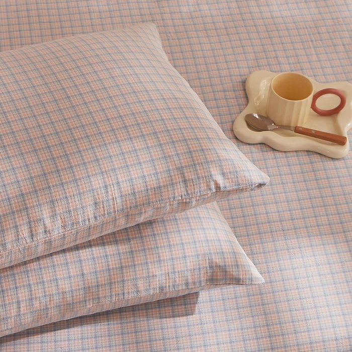 91家纺网 家纺一手货源 找家纺 DoDo 兜兜 2025新款全棉纯棉水洗棉系列单枕套【可定做尺寸】 米雅-桔蓝