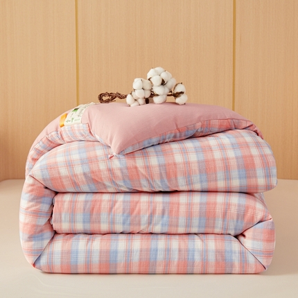 91家纺网 家纺一手货源 找家纺 （总）美尔惠家纺 2025新款无印水洗棉格子春秋被冬被被子被芯学生季被芯