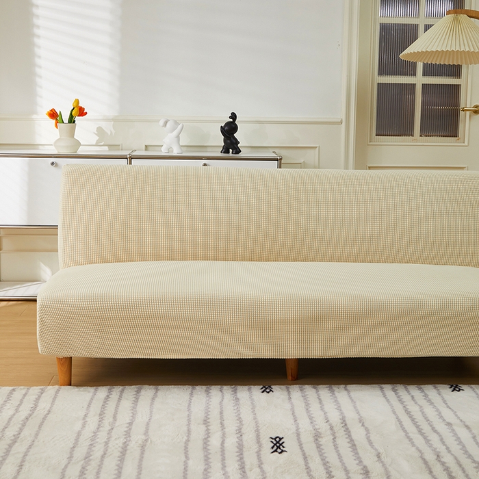 91家纺网 家纺一手货源 找家纺 逐日沙发套2025新款玉米绒沙发床套 米黄