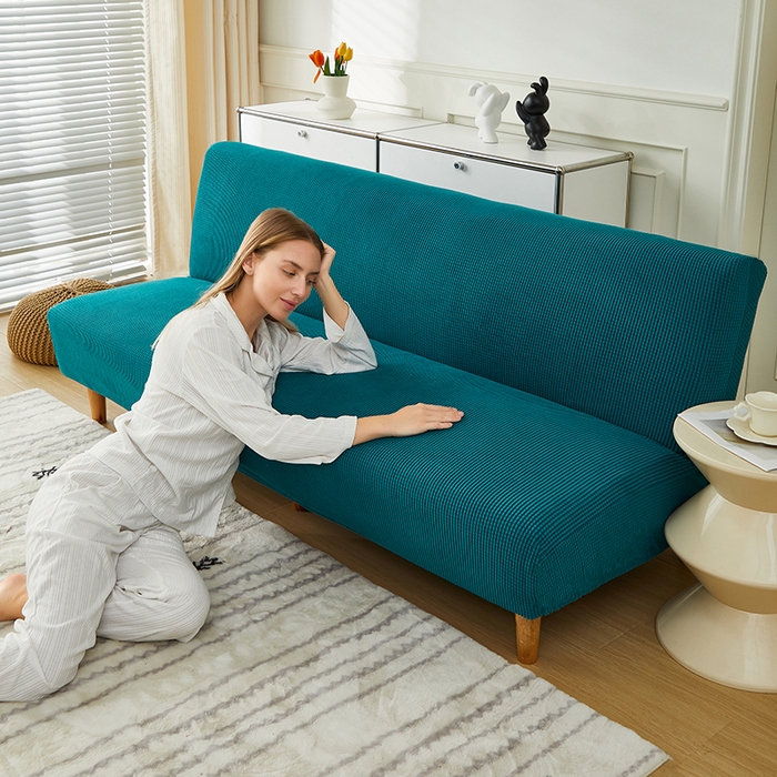 91家纺网 家纺一手货源 找家纺 逐日沙发套2025新款玉米绒沙发床套 青石蓝