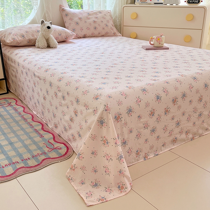 91家纺网 家纺一手货源 找家纺 彩韵家纺 2025新款印花木m双层纱床单系列 木m双层纱-花影飘飘