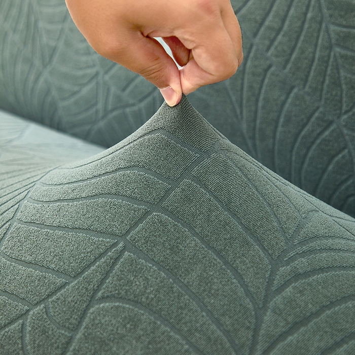 91家纺网 家纺一手货源 找家纺 逐日沙发套2025新款大树叶沙发床套 防水提花大树叶- 草绿