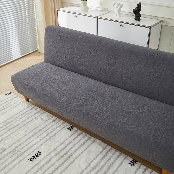91家纺网 家纺一手货源 找家纺 逐日沙发套2025新款大树叶沙发床套 防水提花大树叶 -深灰