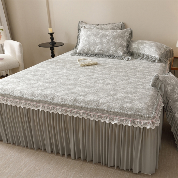 91家纺网 家纺一手货源 找家纺 好儿喜家纺 2025新款海洋丝凉感豆豆床裙凉席-缤纷玫瑰 缤纷玫瑰-灰